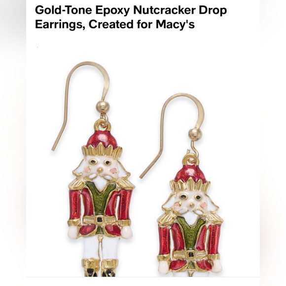 Holiday Lane Jewelry - Holiday Lane  NUT CRACKER DROP EARRINGS 1.6" Metal Gold Tone Sugar Plum Dance